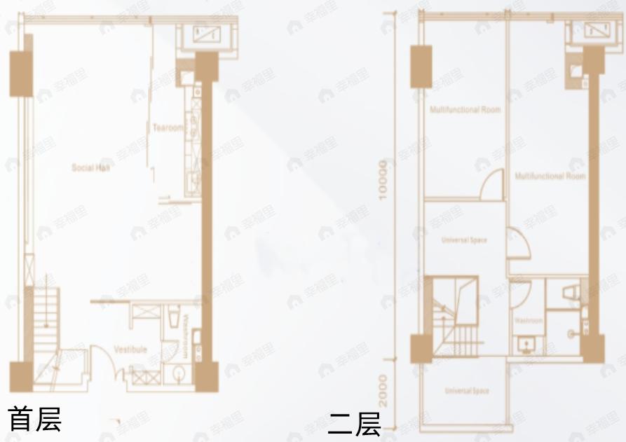 2室1厅2卫建面86平北户型图