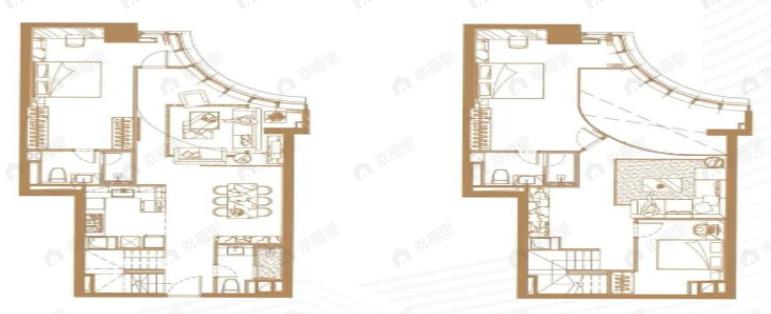 3室3厅3卫建面128平西户型图