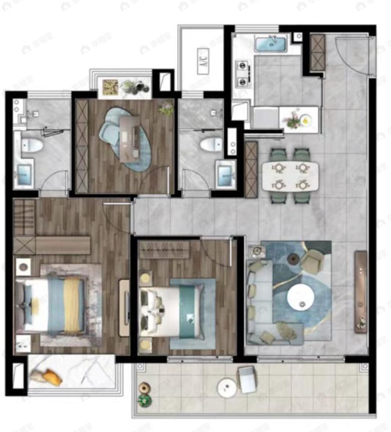 崇安澜庭壹号院3室2厅2卫户型图