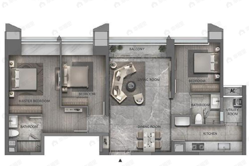 合景泰富天銮3室2厅2卫户型图