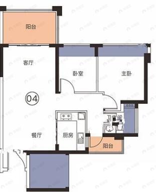 万华城市花园2室2厅1卫户型图