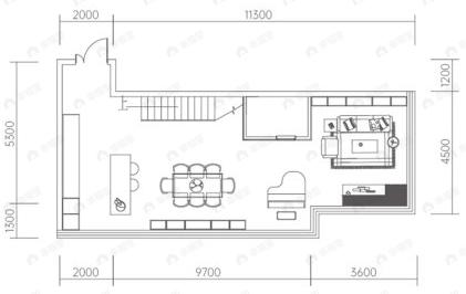 世茂城市之门1室1厅1卫户型图