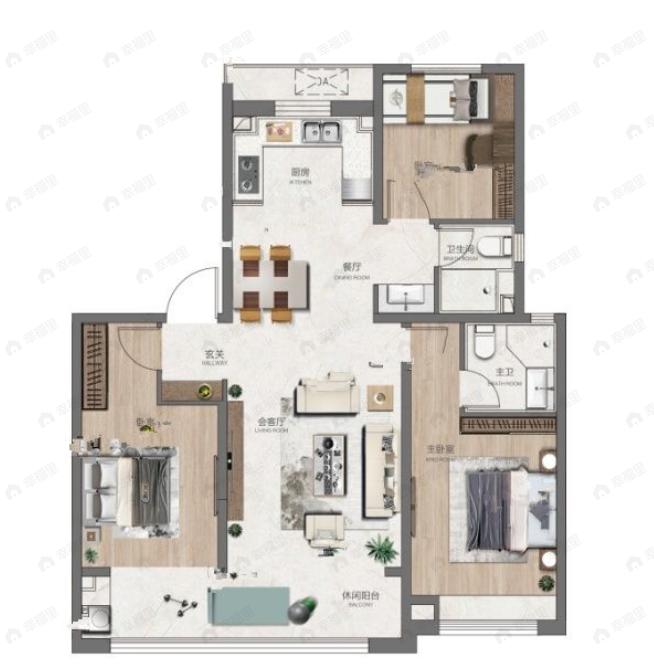 天玺华府3室2厅2卫户型图