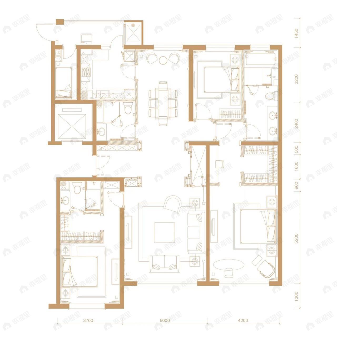 天润福熙大道4室2厅3卫户型图