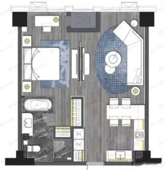 莱安中心1室1厅1卫户型图