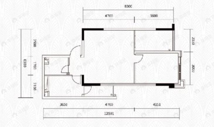 紫东国际2室2厅1卫户型图