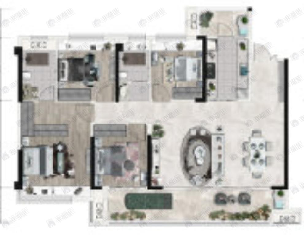贵阳小关万达广场4室2厅2卫户型图
