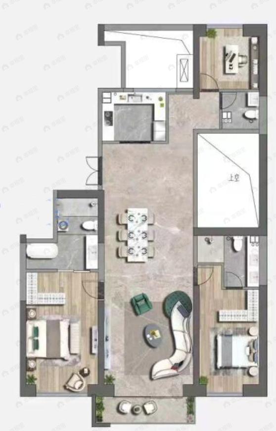 恒志云邸3室2厅3卫户型图