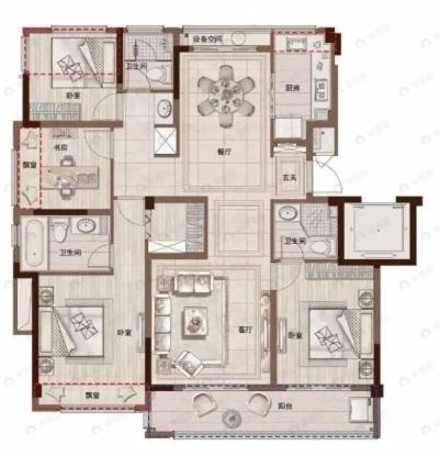 国开东方锦城学府4室2厅3卫户型图