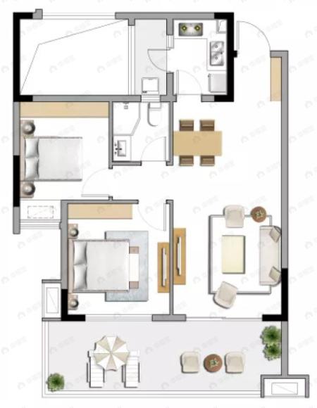 梦享春山可望2室2厅1卫户型图