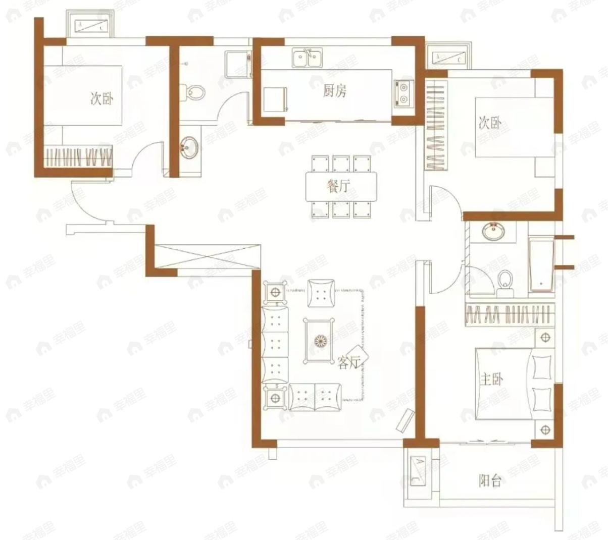 3室2厅2卫建面127平undefined户型图
