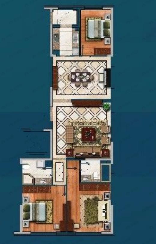 星海长岛3室2厅2卫户型图