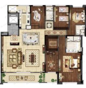 华侨城嘉陵江天4室2厅3卫户型图