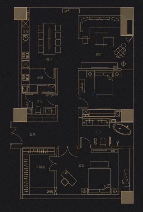 赛里斯壹号2室2厅2卫户型图