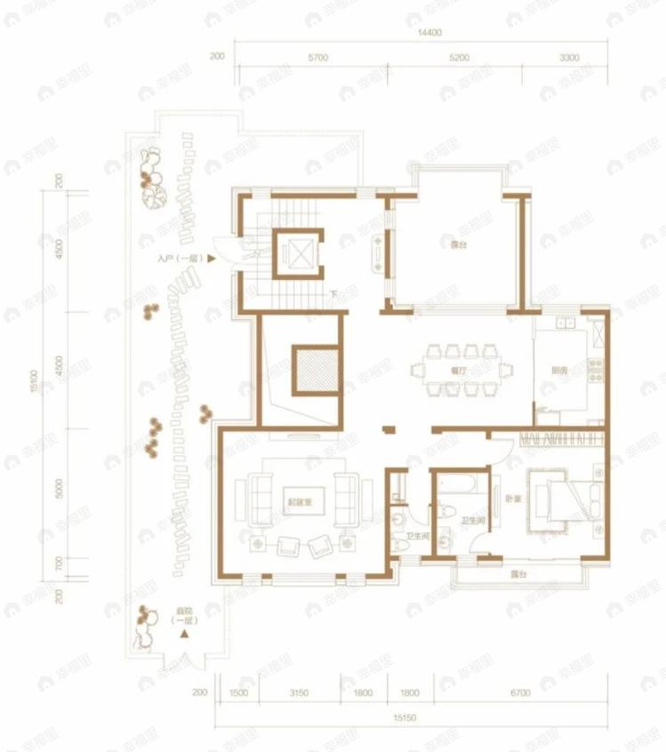 中粮瑞府3室2厅2卫户型图