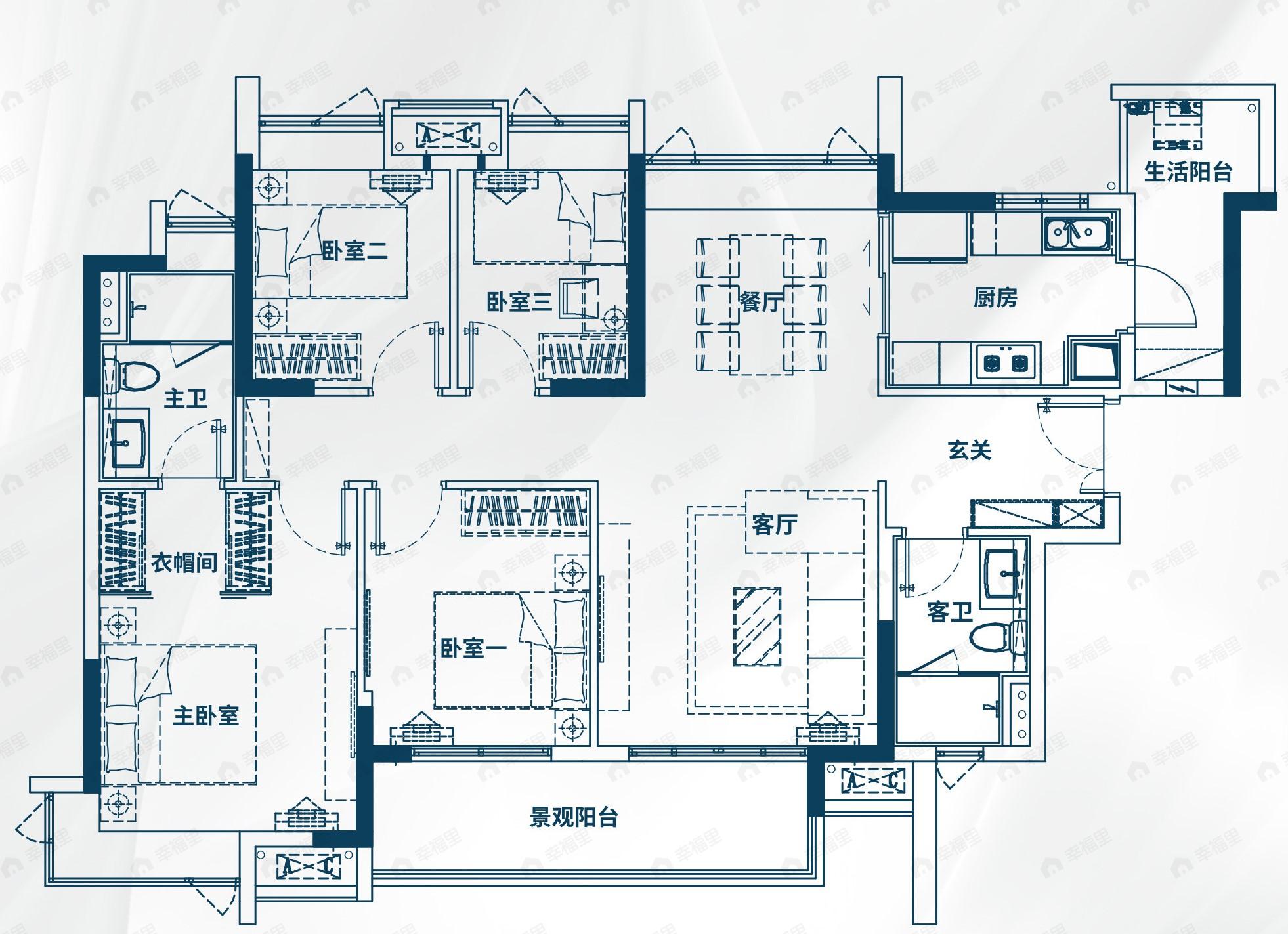 凯德凯荔花园4室2厅2卫户型图