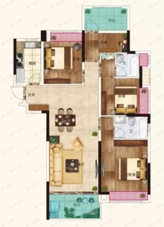 南益名士豪庭4室2厅2卫户型图