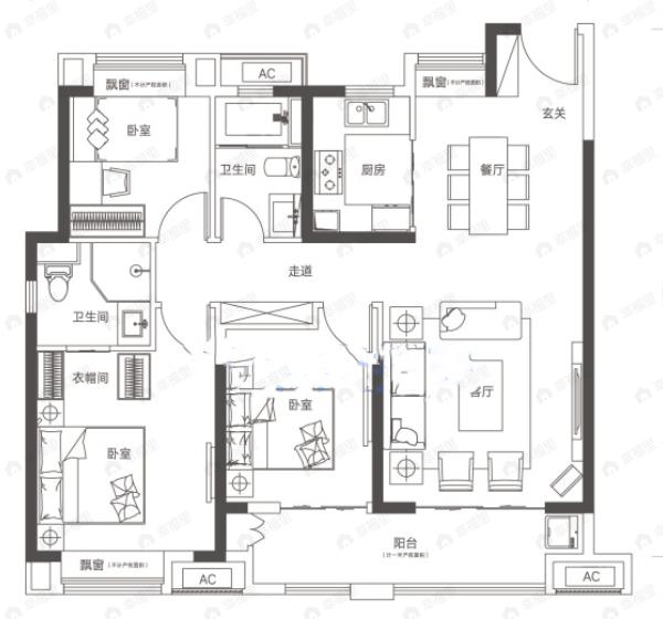 美的君兰半岛3室2厅2卫户型图