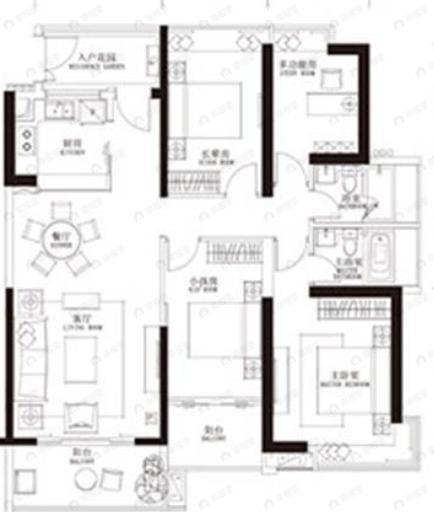 嘉富广场东山一品4室2厅2卫户型图