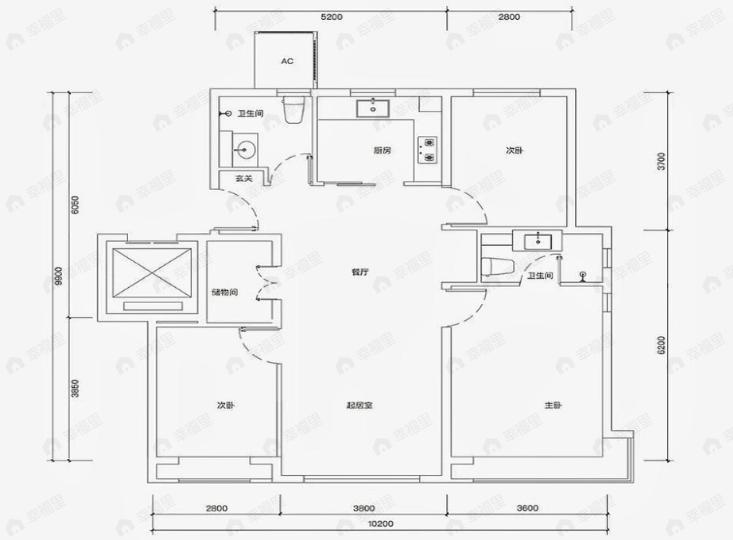 和光瑞府3室2厅2卫户型图