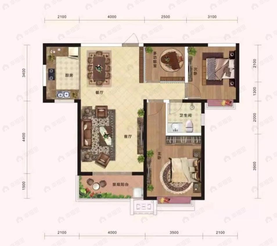 湟栋公园里2室2厅1卫户型图