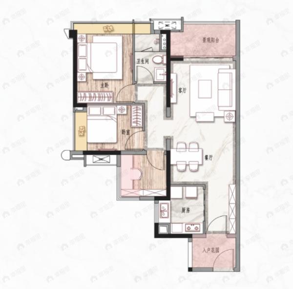 保利堂悦3室2厅1卫户型图