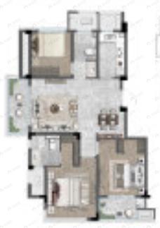 3室2厅2卫建面100平南户型图