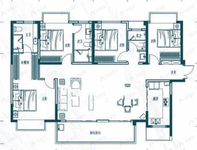 中海哈罗学府4室2厅3卫户型图