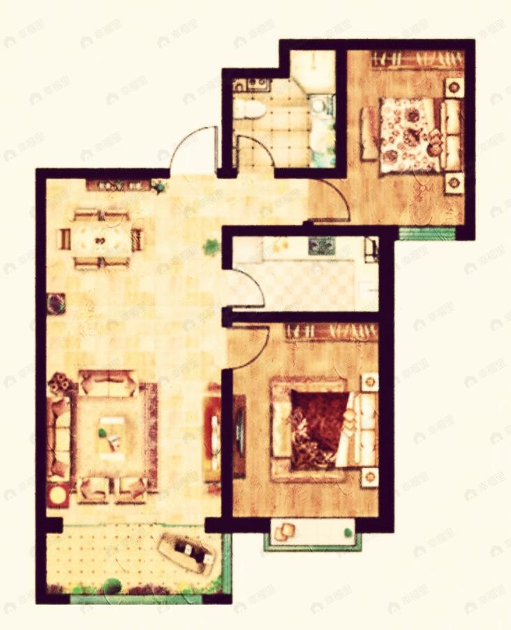 冉泽御景龙湾2室2厅1卫户型图