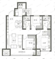 通建融创城3室2厅2卫户型图