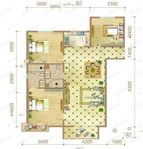 运河铭著3室2厅2卫户型图