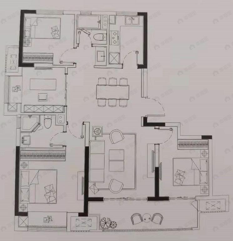 4室2厅2卫建面120平户型图