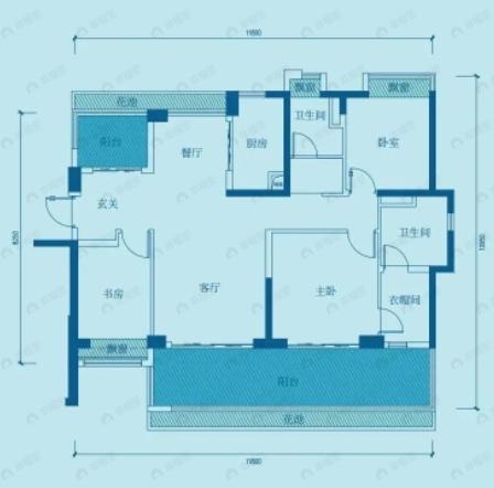 保利崖州湾3室2厅2卫户型图
