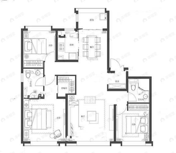 梅江壹号院一期3室2厅2卫户型图