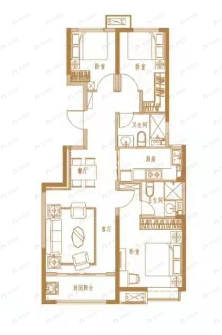 新御峰3室2厅2卫户型图