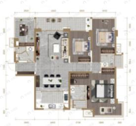 3室2厅3卫建面141m²北户型图