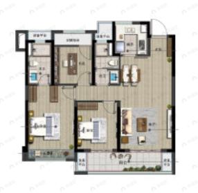 金科中南未来都会3室2厅2卫户型图