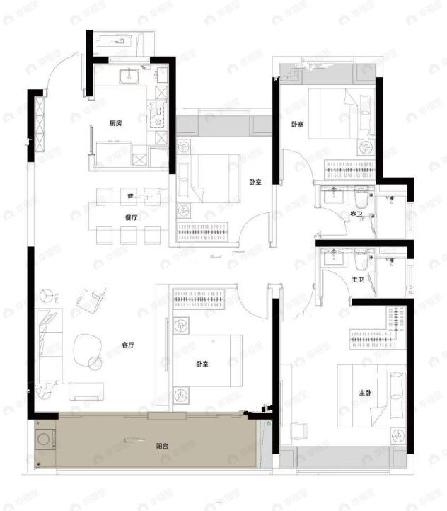 凯德·淮海壹号4室2厅2卫户型图