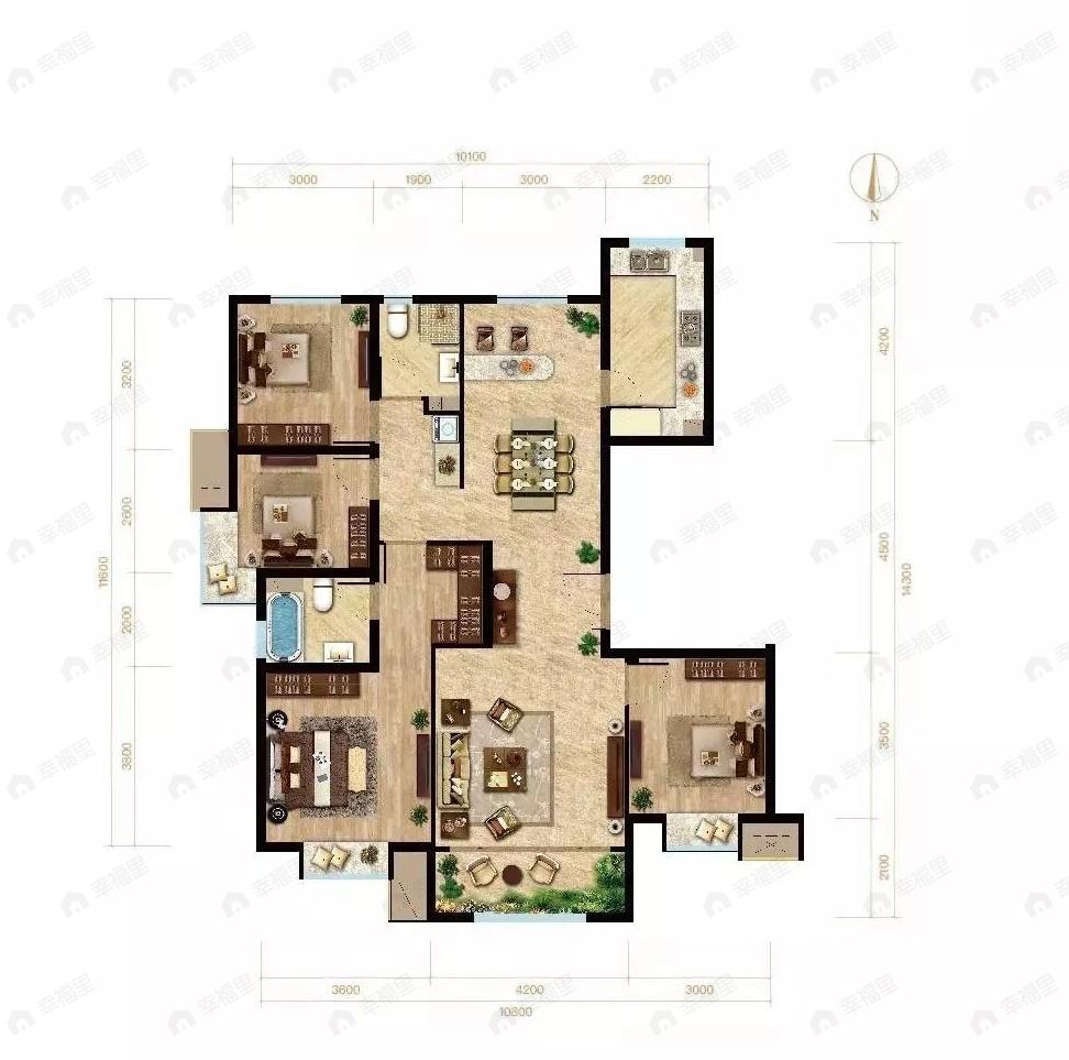 京投发展璟悦府4室2厅2卫户型图