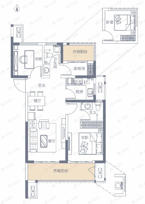 山水云庭3室2厅2卫户型图