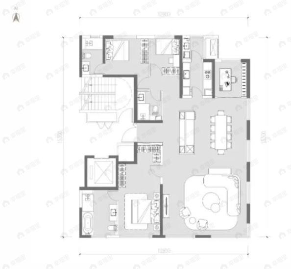 大明宫紫檀府4室2厅3卫户型图