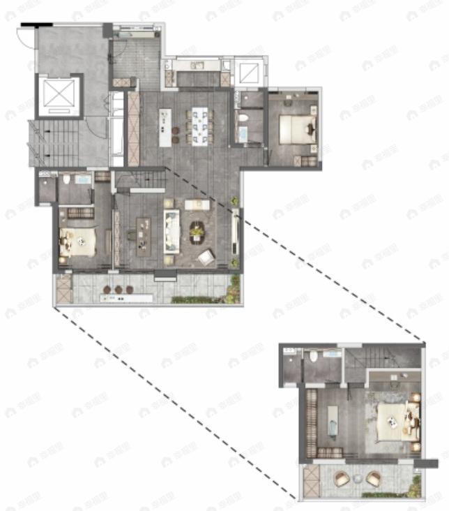 3室2厅3卫建面143平户型图