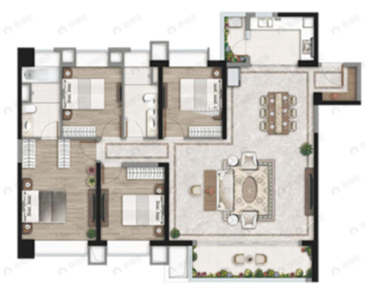 中海寰宇天下4室2厅2卫户型图