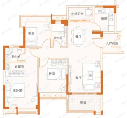 东方名都3室2厅2卫户型图