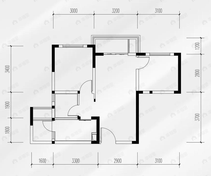 高投印悦府2室2厅1卫户型图