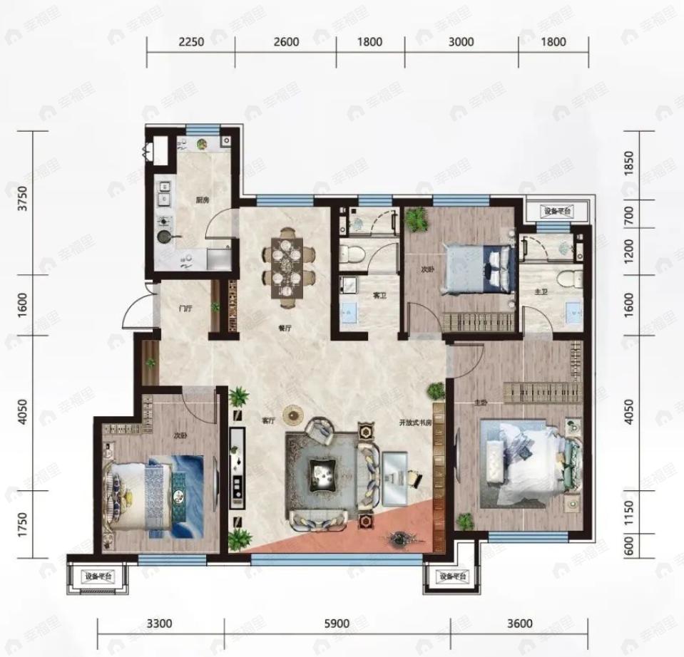 七星壹号3室2厅2卫户型图