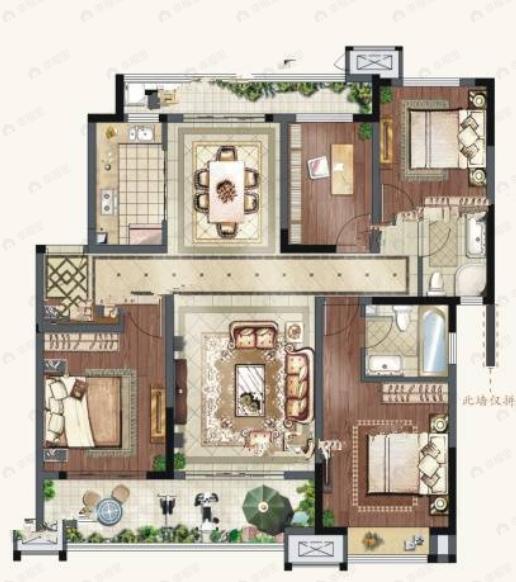中海阅骊山二期贤庭4室2厅2卫户型图