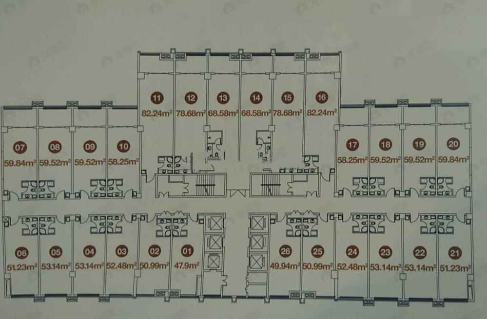 1室1厅1卫建面50m²南户型图