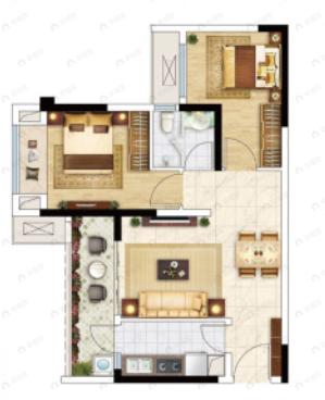 中建滨江星城2室2厅1卫户型图