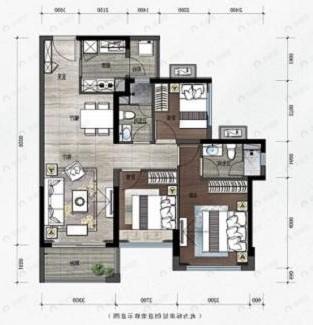 龙光天曜3室2厅2卫户型图